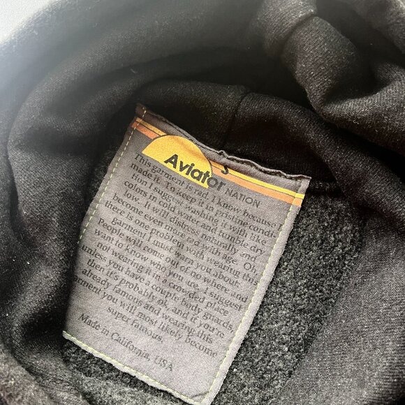 Aviator Nation Smiley 2 Relax Cropped Pullover Hoodie | Sz: Sm | Color: Black - Picture 6 of 10
